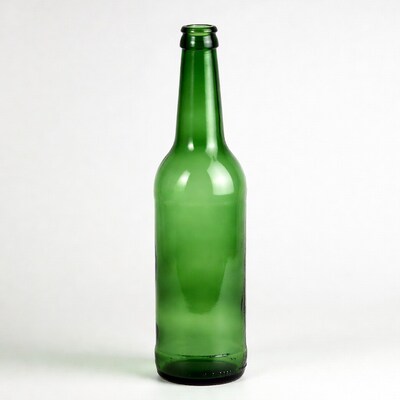 Green glass beer bottle