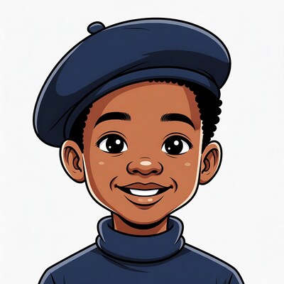 Smiling African-American boy in beret