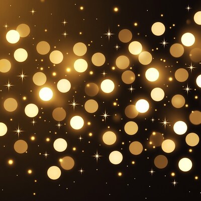 Golden Bokeh Lights on Black Background