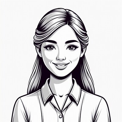 Smiling Asian woman illustration