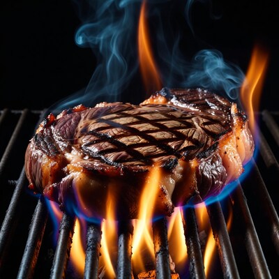 Grilled Ribeye Steak on BBQ Grill