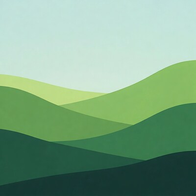 Layered Green Mountains Illustration