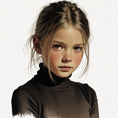 Girl with messy hair in turtleneck