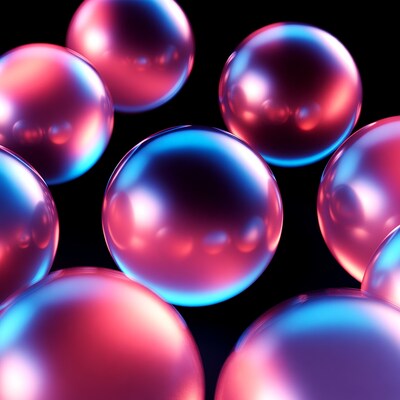 Shiny Pink Blue Metallic Spheres