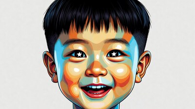 Smiling Asian boy illustration