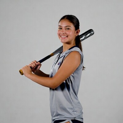 Asian girl holding baseball bat