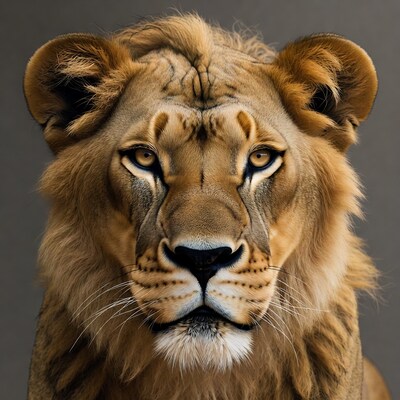 Close-up lion face portrait