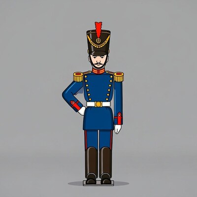 Illustrated Napoleonic Soldier Standing