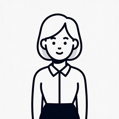 Line art woman in shirt and skirt