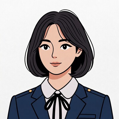 Asian woman in navy school uniform