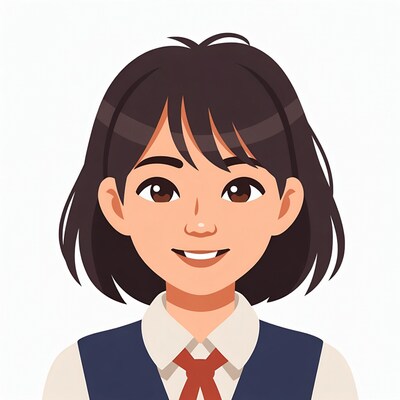 Smiling Asian girl in school uniform