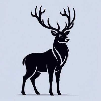 Black silhouette of majestic stag