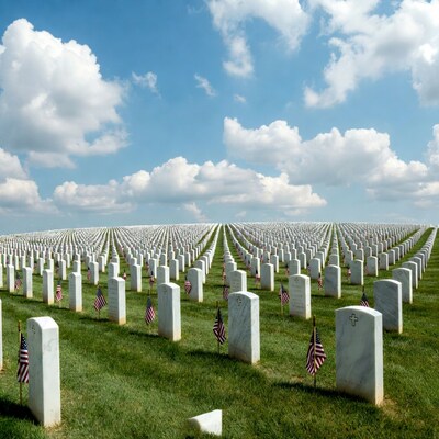 American Military Cemetery with Flags
