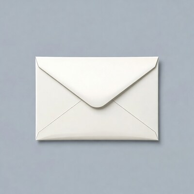 White envelope on gray background
