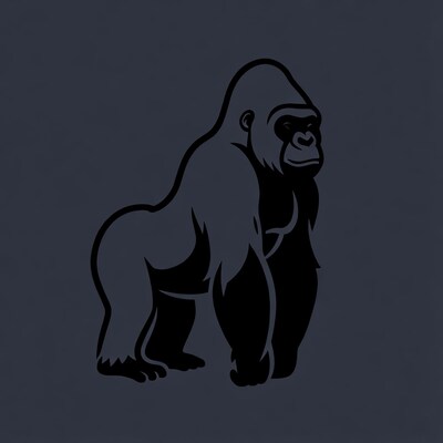Black silhouette gorilla standing