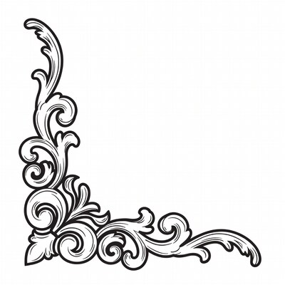 Black Ornate Corner Border Illustration