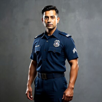 Asian man in police uniform