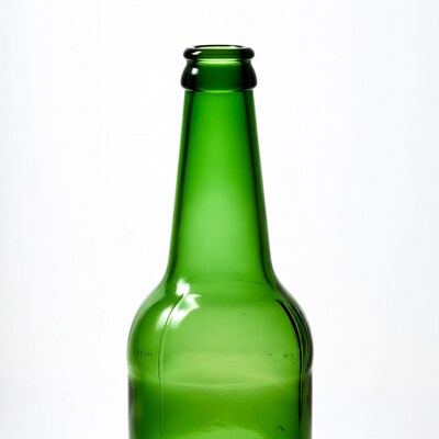 Green glass beer bottle
