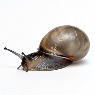 Brown snail on white background