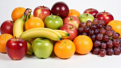 Mixed Fresh Fruits on White Background
