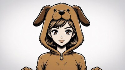 Anime girl in brown dog hoodie