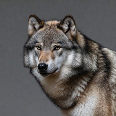 Gray wolf close-up portrait