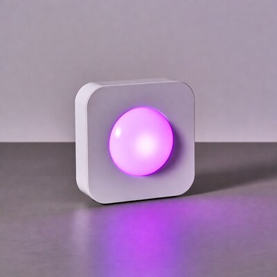 White square light glowing purple