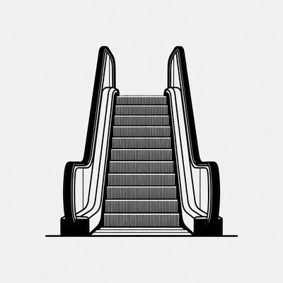 Escalator Illustration on White Background