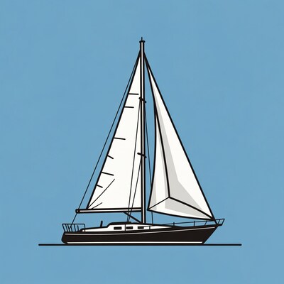 Sailboat with white sails