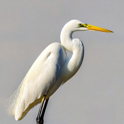 Great Egret with yellow beak