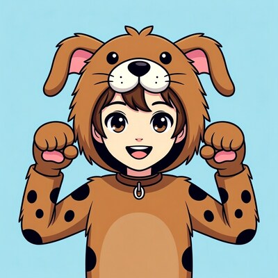 Girl in brown dog costume