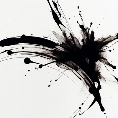 Black ink splash on white