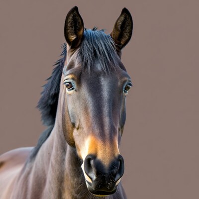 Close-up brown horse head