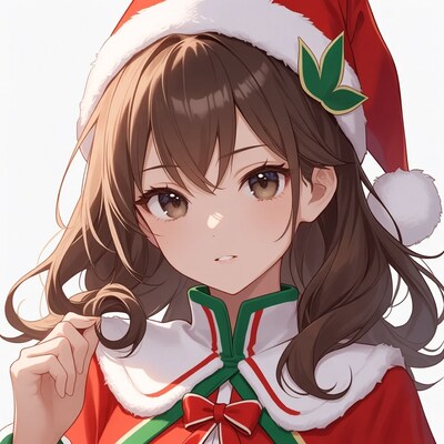 Anime girl in Santa hat