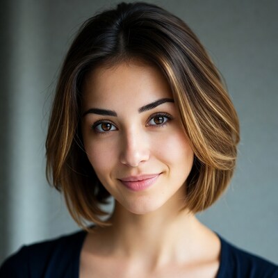 Smiling woman with bob haircut