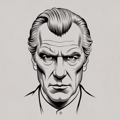 Intense older man portrait illustration
