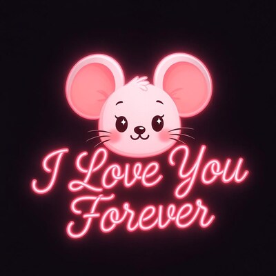 Cute Pink Mouse I Love You Forever