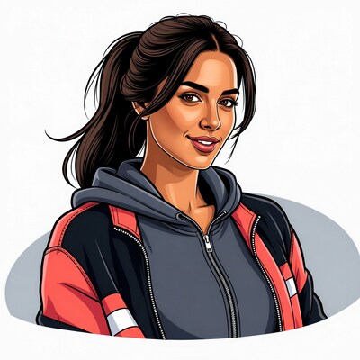 Smiling Woman in Hoodie Illustration