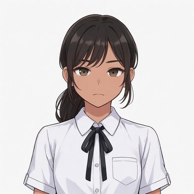 Anime girl in white school uniform