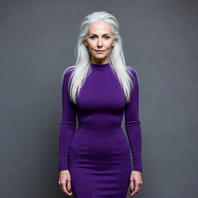 Elegant woman in purple dress