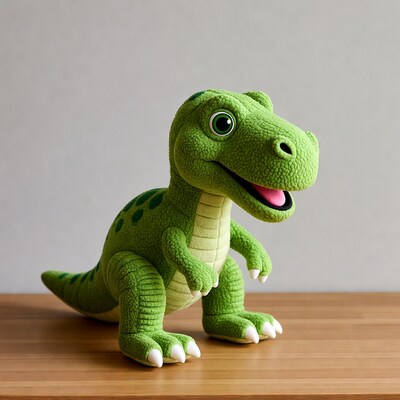 Green plush T-Rex dinosaur toy