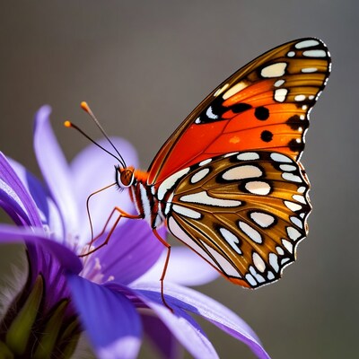 Orange Butterfly on Purple Flower