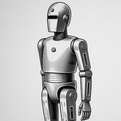 Line Art Robot Standing