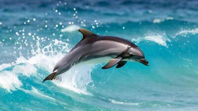 Dolphin jumping from ocean waves