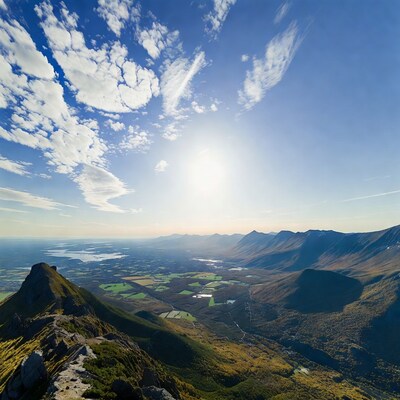 Mountain Peak Overlooking Valley Landscape
