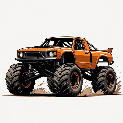 Orange Monster Truck Illustration