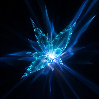 Glowing Blue Crystal Butterfly