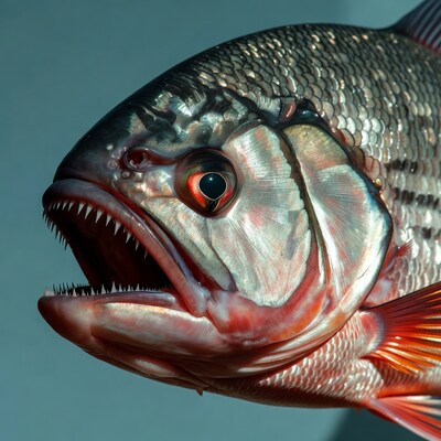 Close-up of Piranha with Open Mouth
