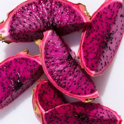 Sliced Dragon Fruit on White Background