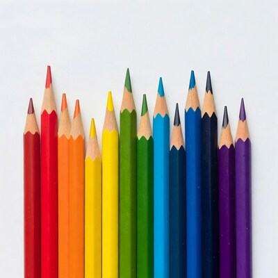 Colorful Rainbow Pencils on White